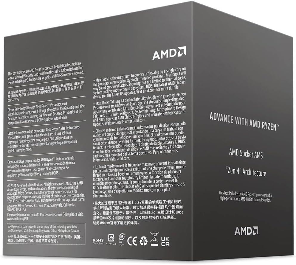 AMD Ryzen 5 8400F Desktop Processor (6-Core, 12-Thread, Up to 4.7 GHz Boost, Socket AM5)