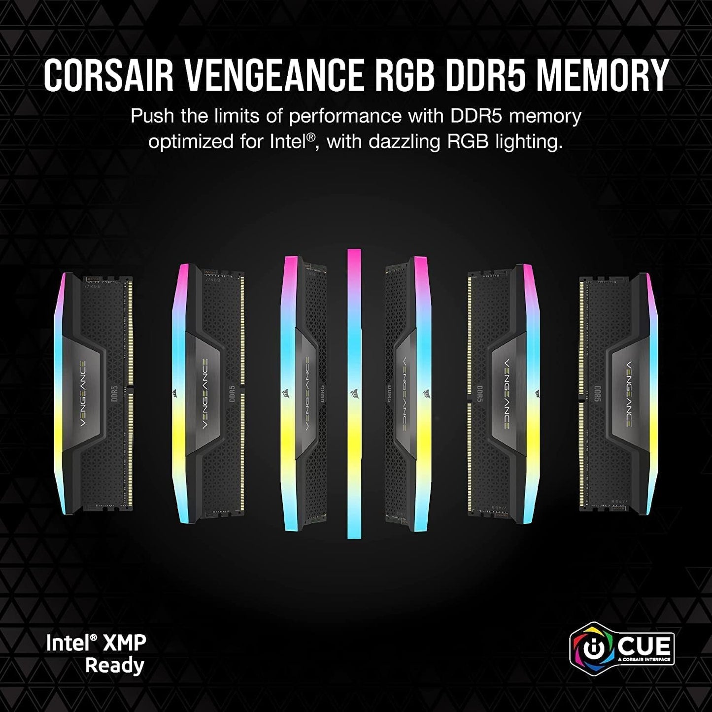 Corsair Vengeance RGB 32GB (2x16GB) DDR5 6000MHz CL36 Desktop Memory - Black (CMH32GX5M2E6000C36)