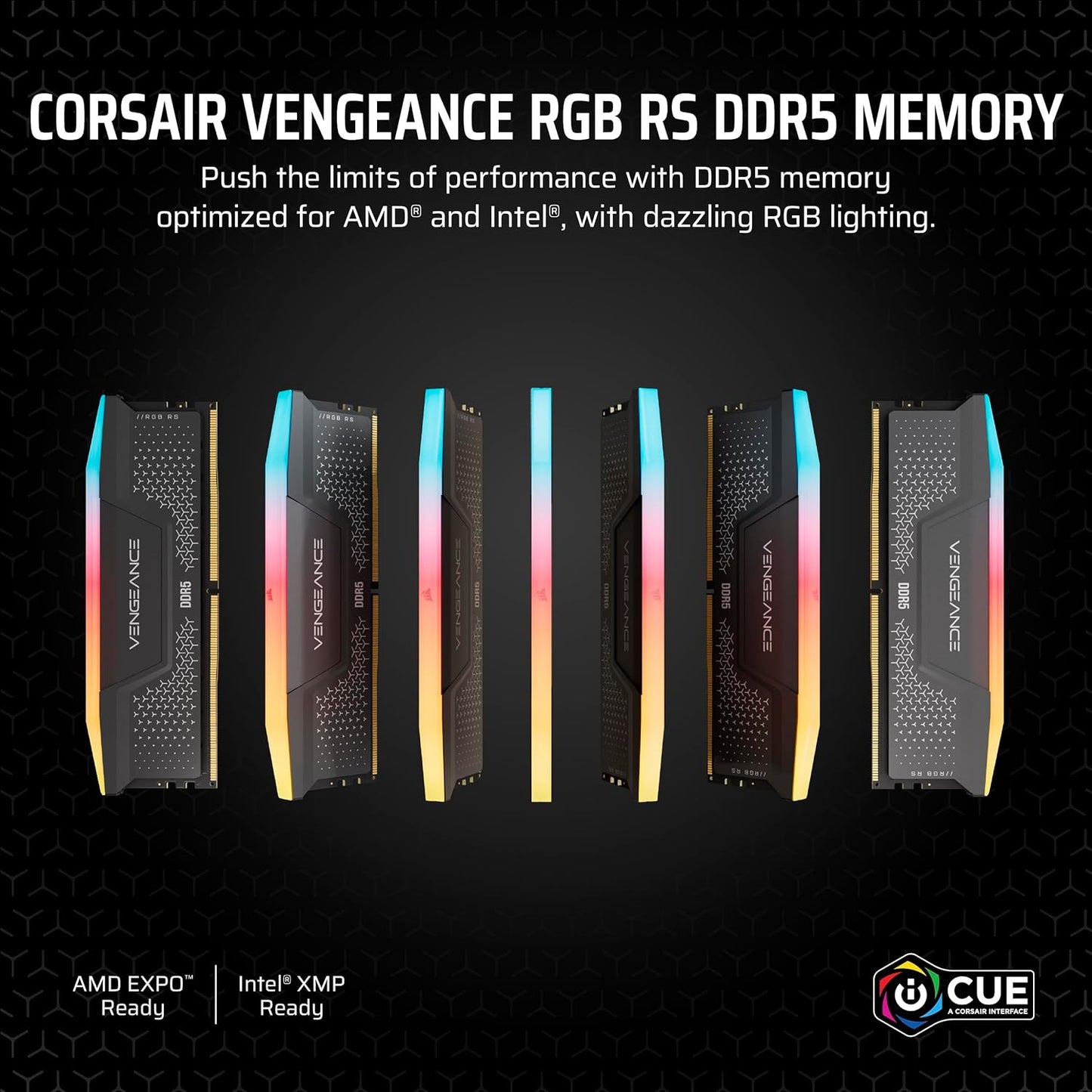 Corsair Vengeance RGB RS 32GB (2x16GB) DDR5 6000MHz CL36 Intel XMP & AMD Expo Desktop Memory - Grey (CMG32GX5M2E6000Z36)