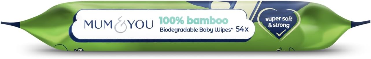 Mum & You Bamboo Baby Wipes Multipack – 99.4% Water, 100% Biodegradable, Fragrance Free, Sensitive Skin, 1080 Wipes