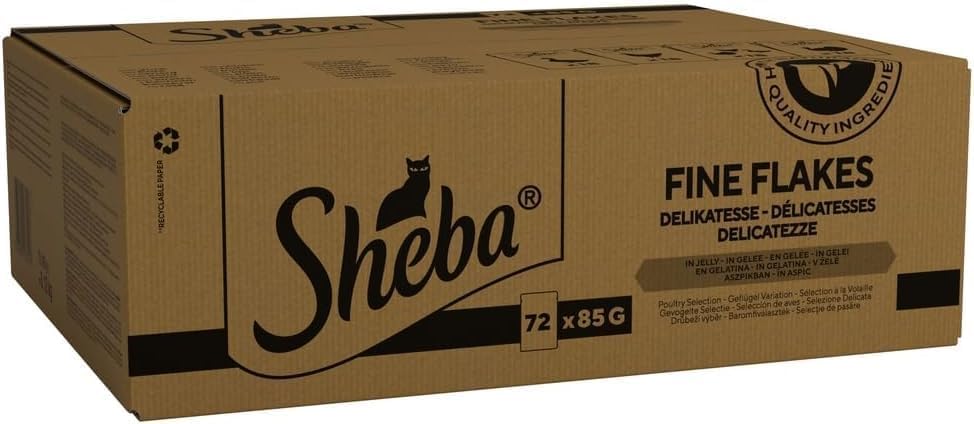 SHEBA Fine Flakes in Jelly – Poultry Collection – 72 x 85g