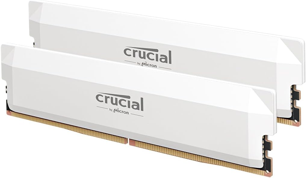 Crucial Pro Overclocking 32GB (2x16GB) DDR5 6000MHz CL36 Desktop Memory - White (CP2K16G60C36U5W)
