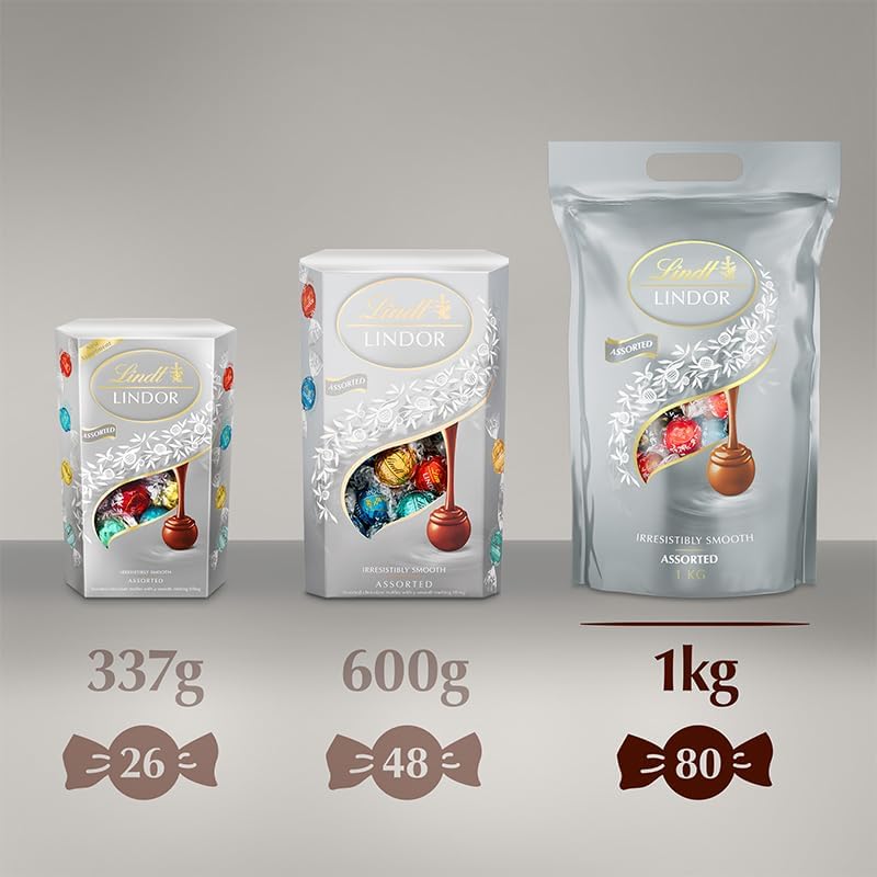 Lindt Lindor Silver Assorted Chocolate Truffles – 1kg Bag