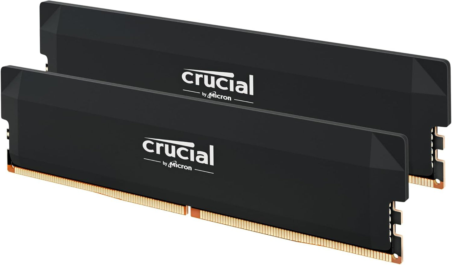 Crucial Pro Overclocking 64GB (2x32GB) DDR5 6000MHz CL40 Desktop Memory - Black (CP2K32G60C40U5B)
