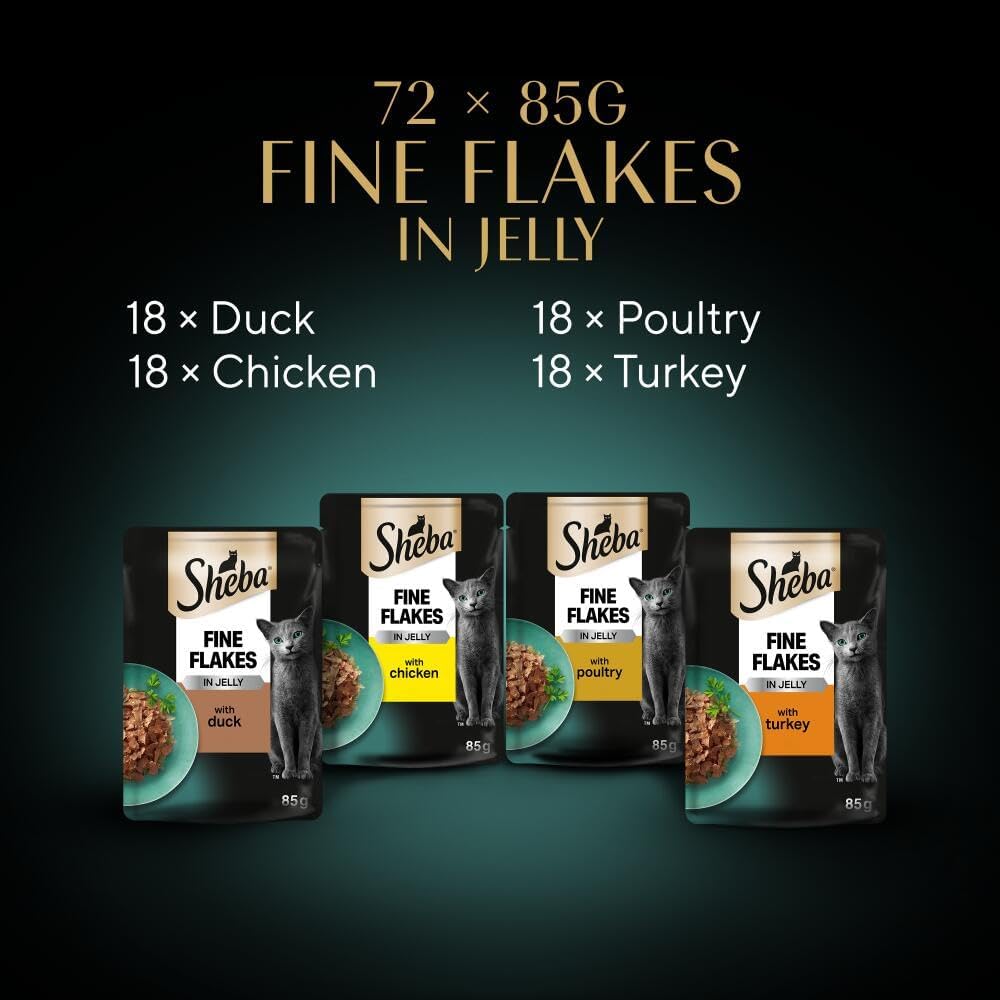 SHEBA Fine Flakes in Jelly – Poultry Collection – 72 x 85g