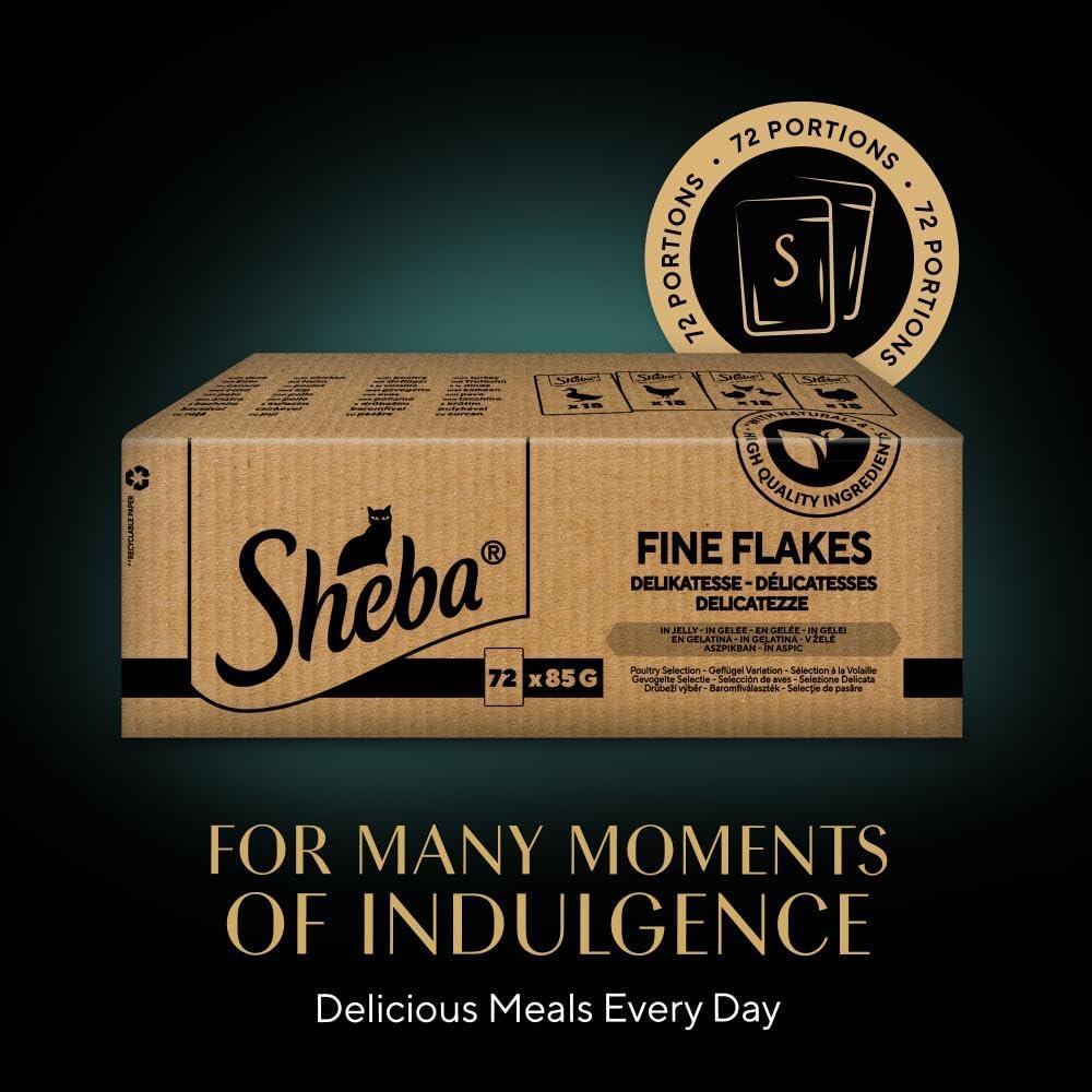 SHEBA Fine Flakes in Jelly – Poultry Collection – 72 x 85g