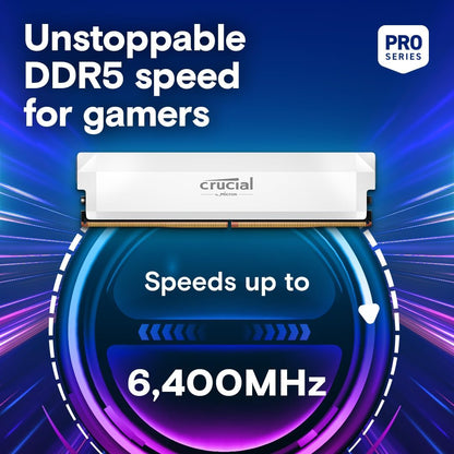 Crucial Pro Overclocking 32GB (2x16GB) DDR5 6000MHz CL36 Desktop Memory - White (CP2K16G60C36U5W)