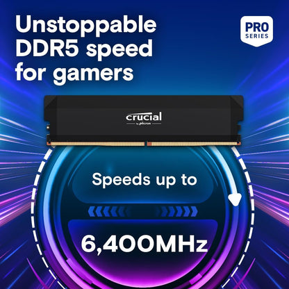 Crucial Pro Overclocking 64GB (2x32GB) DDR5 6000MHz CL40 Desktop Memory - Black (CP2K32G60C40U5B)