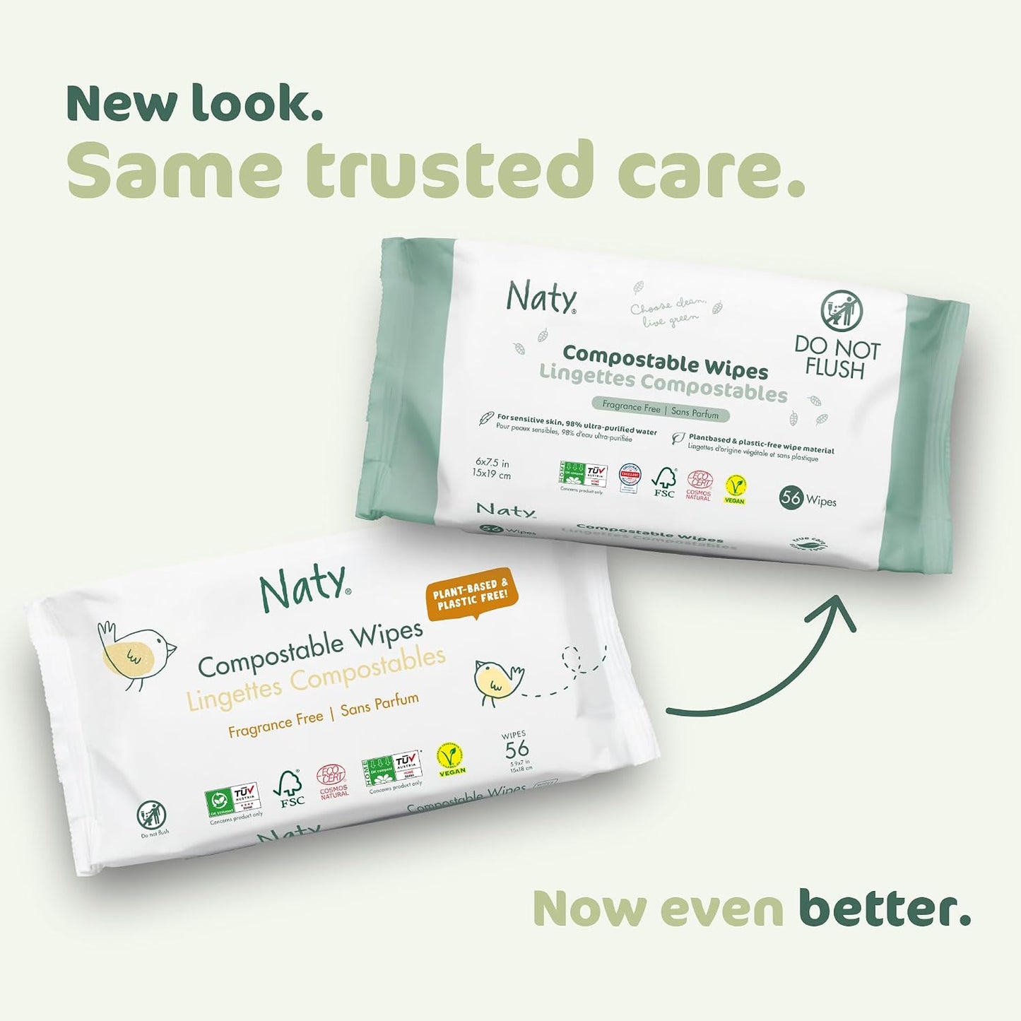 Naty Baby Wipes – 98% Purified Water, Hypoallergenic, Plastic Free & Compostable, Fragrance Free, 672 Wipes