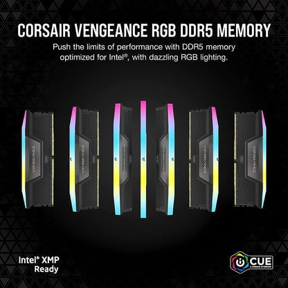 Corsair Vengeance RGB 32GB (2x16GB) DDR5 6000MHz CL36 Desktop Memory - Black (CMH32GX5M2E6000C36)