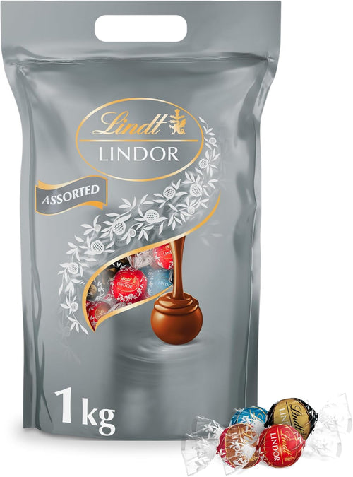 Lindt Lindor Silver Assorted Chocolate Truffles – 1kg Bag
