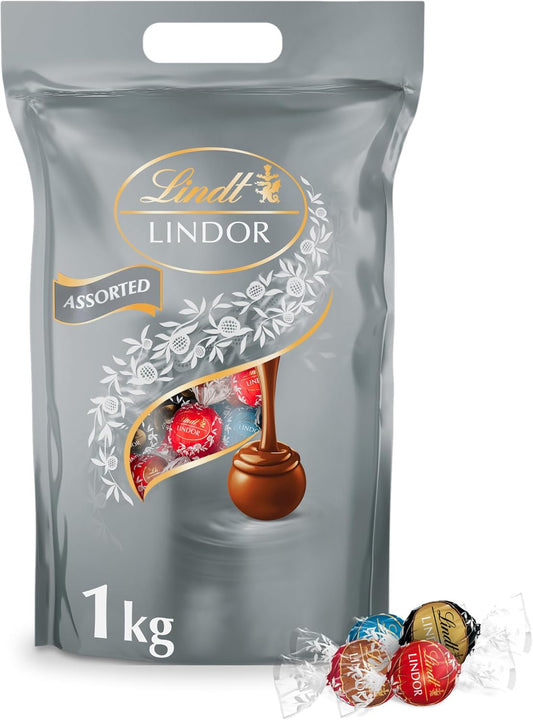 Lindt Lindor Silver Assorted Chocolate Truffles – 1kg Bag