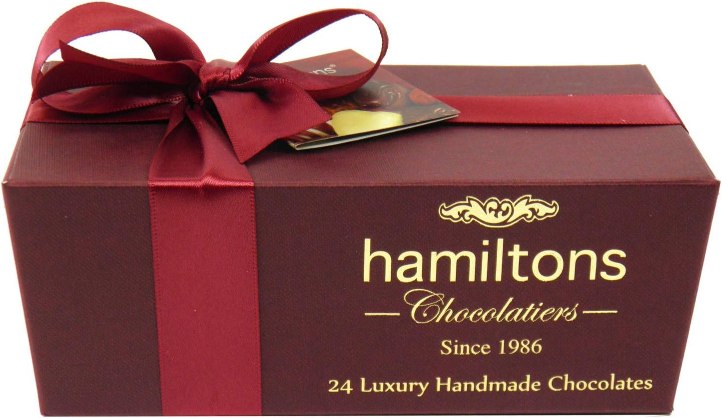 Hamiltons Burgundy Luxury Belgian Ballotin – 24 Handmade Chocolates, 280g