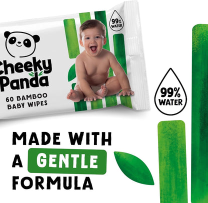 The Cheeky Panda Bamboo Biodegradable Baby Wipes Multipack – 99% Purified Water, Aloe Vera, Sensitive Skin, Fragrance Free, 720 Wipes