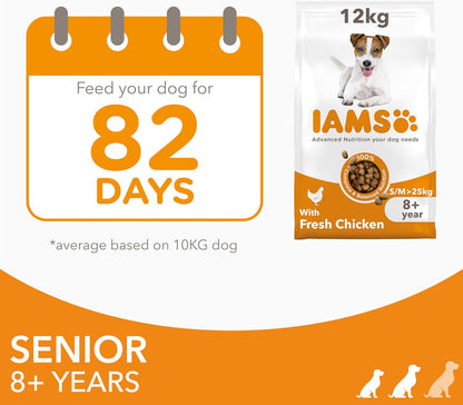 IAMS Senior Small & Medium Complete Dry Dog Food Chicken – 12KG