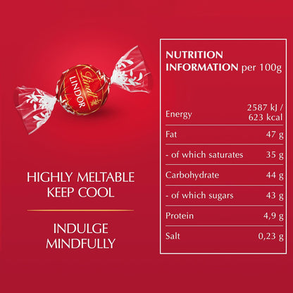 Lindt Lindor Milk Chocolate Truffles – 1kg Bag, Approx. 80 Balls