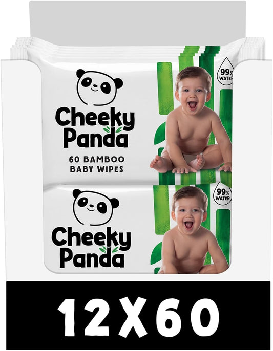 The Cheeky Panda Bamboo Biodegradable Baby Wipes Multipack – 99% Purified Water, Aloe Vera, Sensitive Skin, Fragrance Free, 720 Wipes