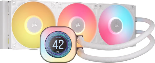 Corsair iCUE Link Titan 360 RX LCD White Liquid CPU Cooler - 360mm AIO Custom IPS Screen Hub (CW-9060092-WW)