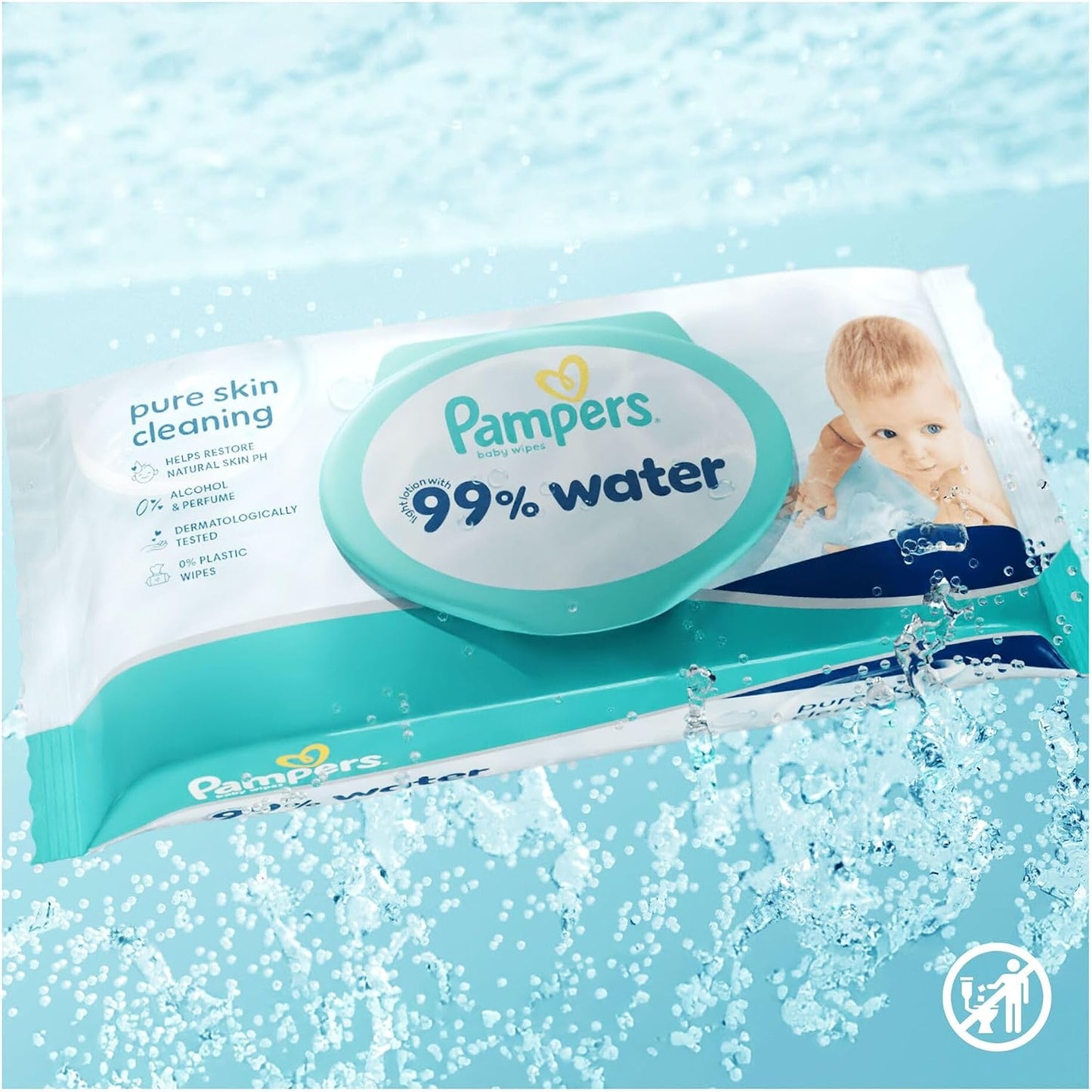 Pampers 99% Water Baby Wipes – 1080 Count | Fragrance Free | Newborn & Sensitive Skin