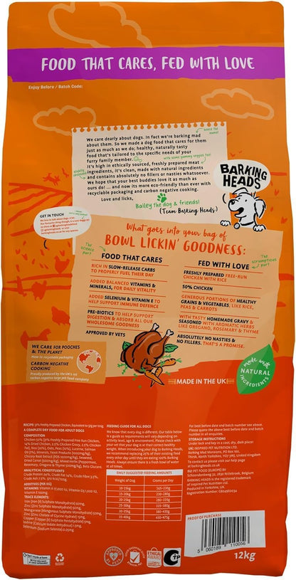 Barking Heads Bowl Lickin' Goodness Adult Dry Dog Food – Chicken – 12KG