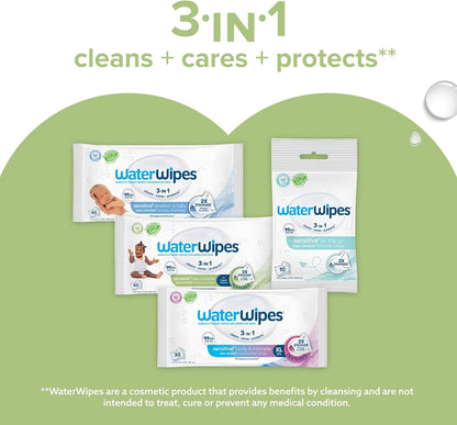 WaterWipes Sensitive+ Baby & Toddler Wipes – 12 Pack | 99.9% Purified Water | Unscented