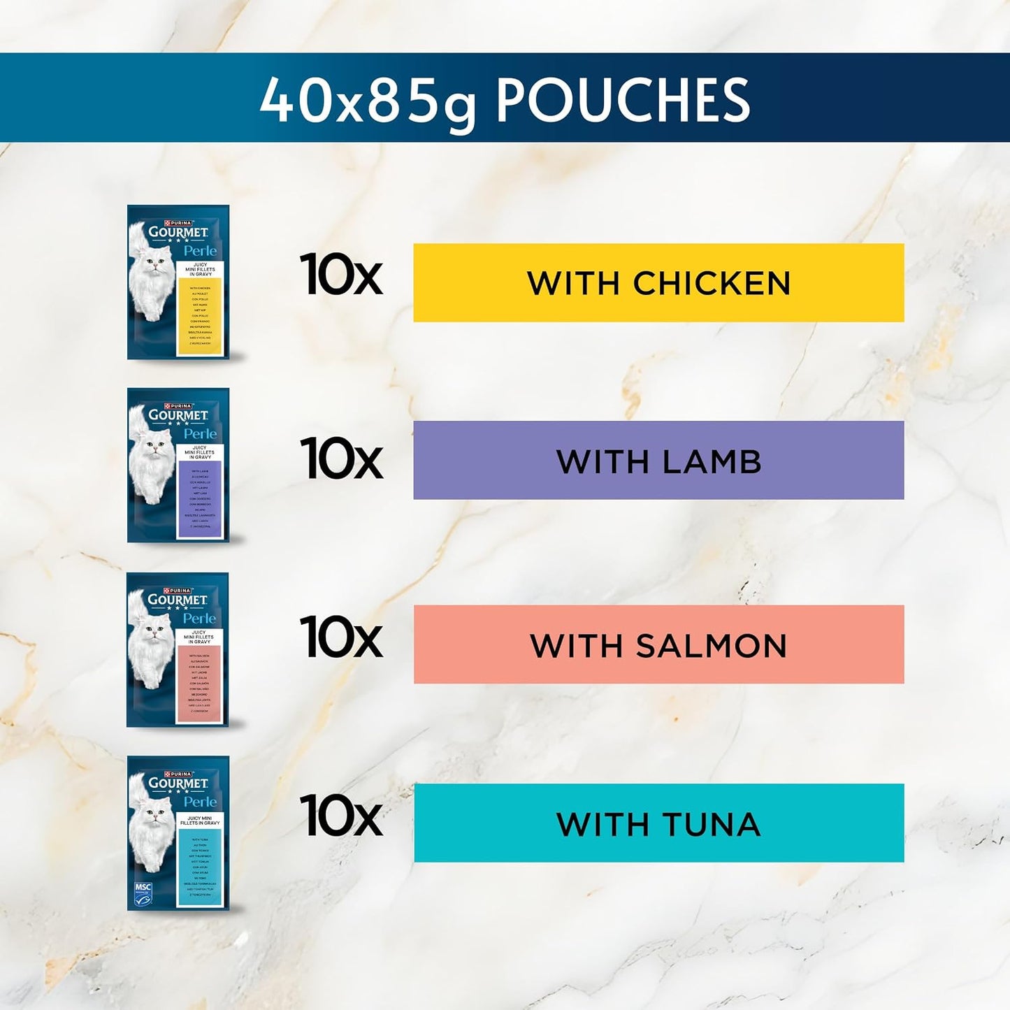 GOURMET Perle Delighters Collection in Gravy Wet Cat Food – 40 x 85g
