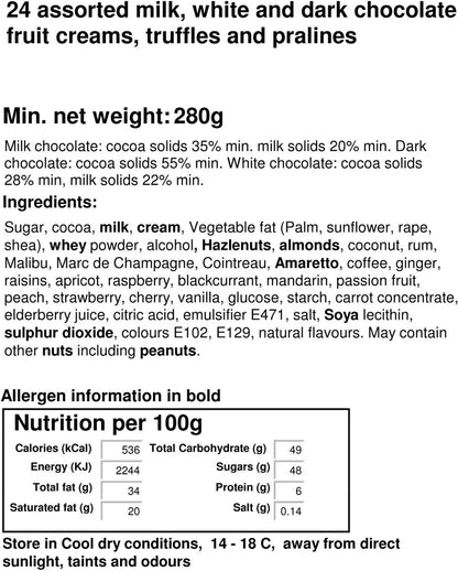 Hamiltons Burgundy Luxury Belgian Ballotin – 24 Handmade Chocolates, 280g