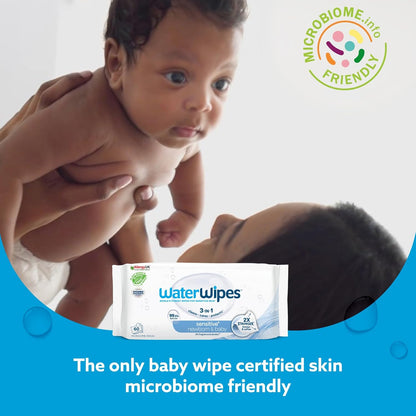 WaterWipes Sensitive+ Newborn & Baby Wipes – 12 Pack | 99.9% Purified Water | Unscented