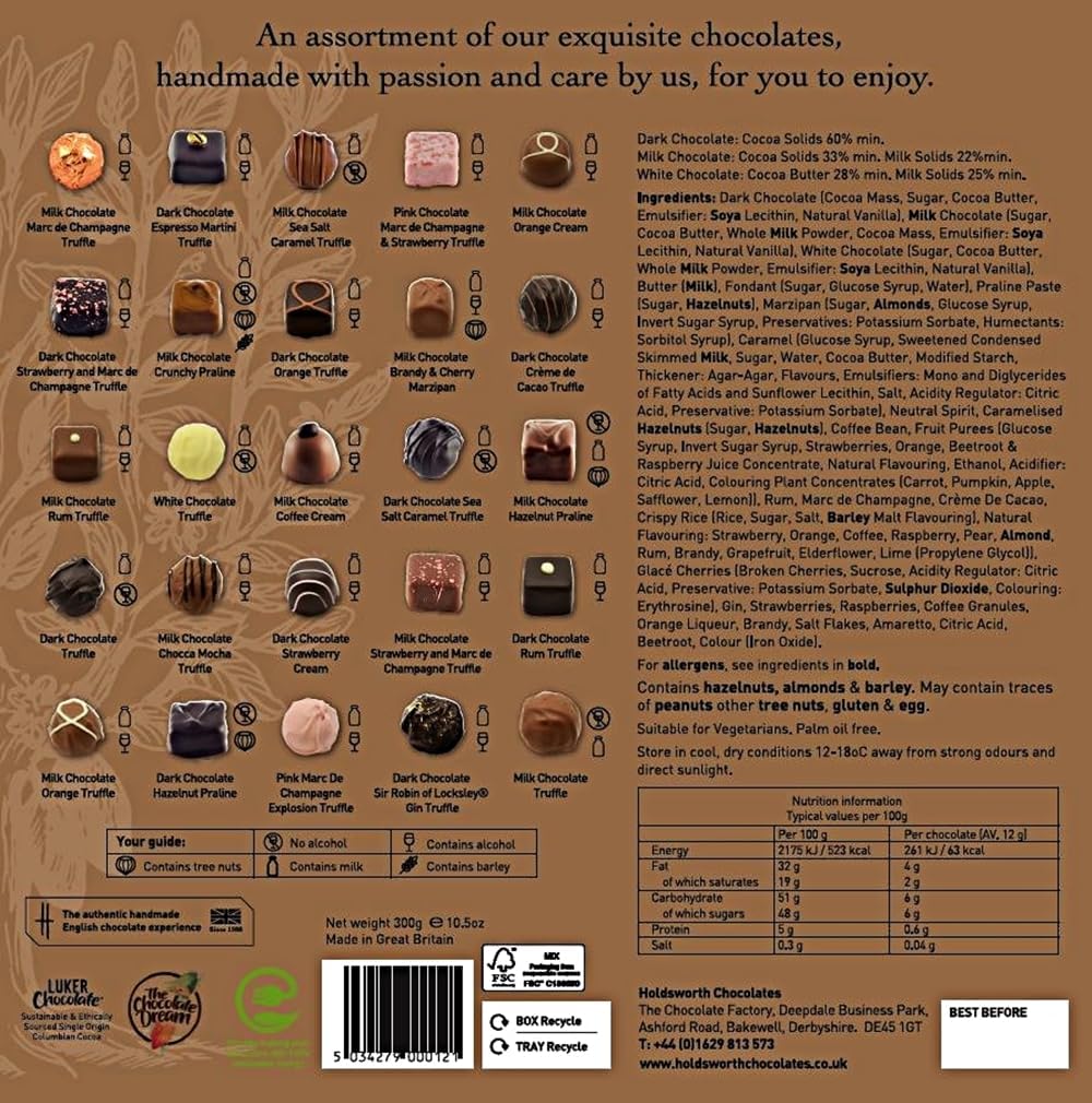 Holdsworth Chocolates Gift Box Luxury Assortment – Classic Chocolate Gift Set 300g