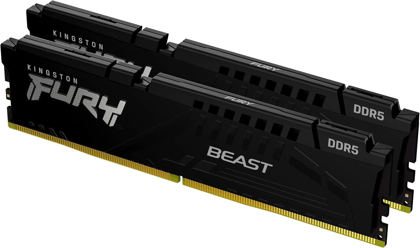 Kingston FURY Beast 16GB (2x8GB) DDR5 5200MT/s CL40 Intel XMP & AMD Expo Desktop Gaming Memory - Black (KF552C40BBK2-16)