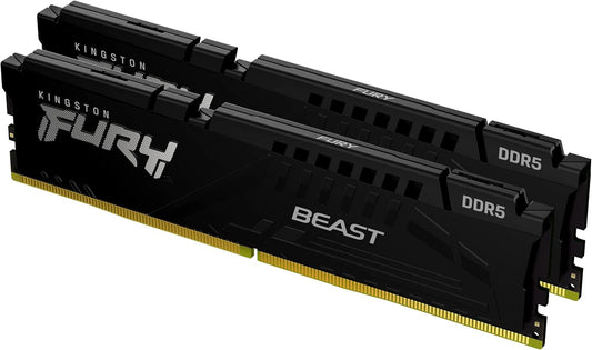 Kingston FURY Beast 16GB (2x8GB) DDR5 5200MT/s CL40 Intel XMP & AMD Expo Desktop Gaming Memory - Black (KF552C40BBK2-16)