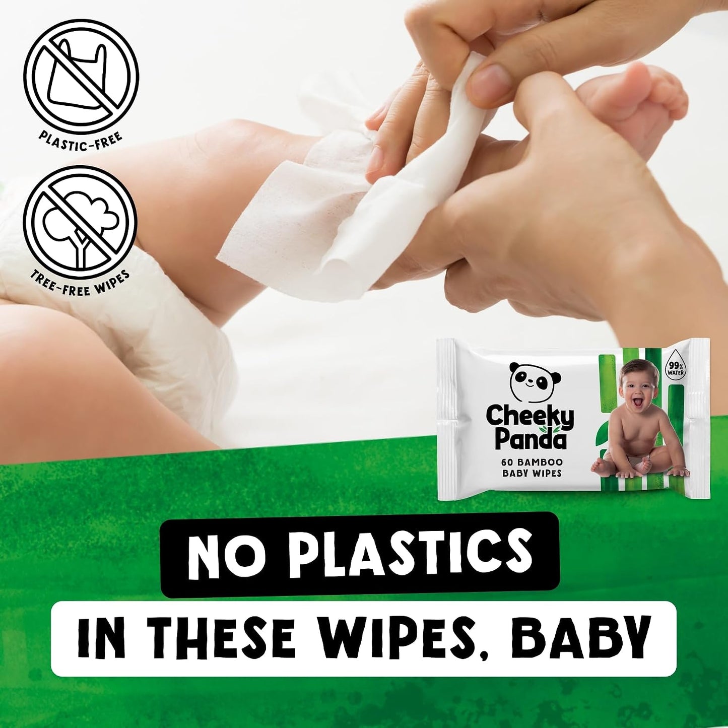The Cheeky Panda Bamboo Biodegradable Baby Wipes Multipack – 99% Purified Water, Aloe Vera, Sensitive Skin, Fragrance Free, 720 Wipes