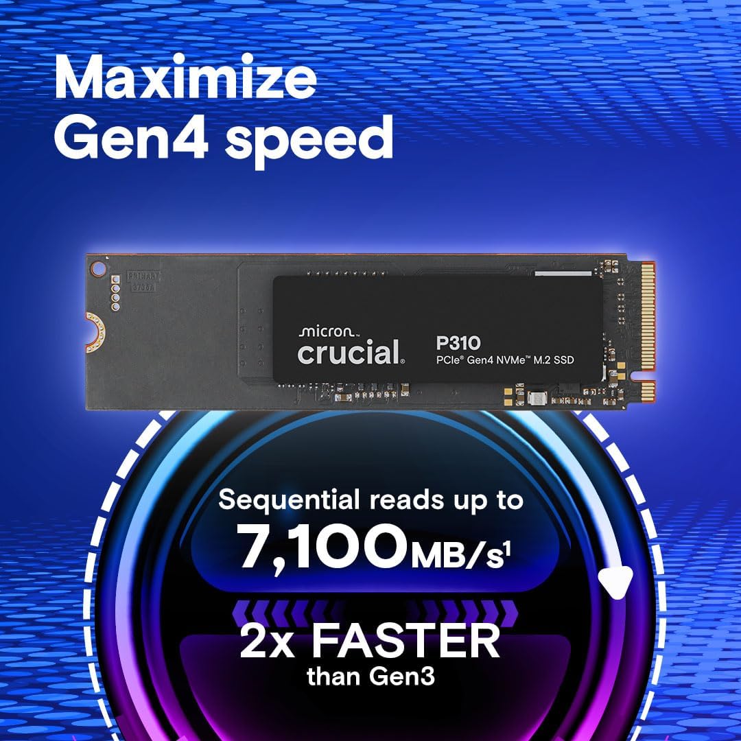 Crucial P310 2TB PCIe Gen4 NVMe M.2 2280 Internal Solid State Drive - SSD (CT2000P310SSD801)