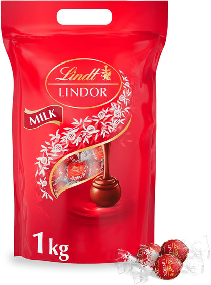 Lindt Lindor Milk Chocolate Truffles – 1kg Bag, Approx. 80 Balls