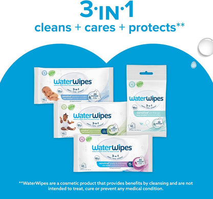 WaterWipes Sensitive+ Newborn & Baby Wipes – 12 Pack | 99.9% Purified Water | Unscented