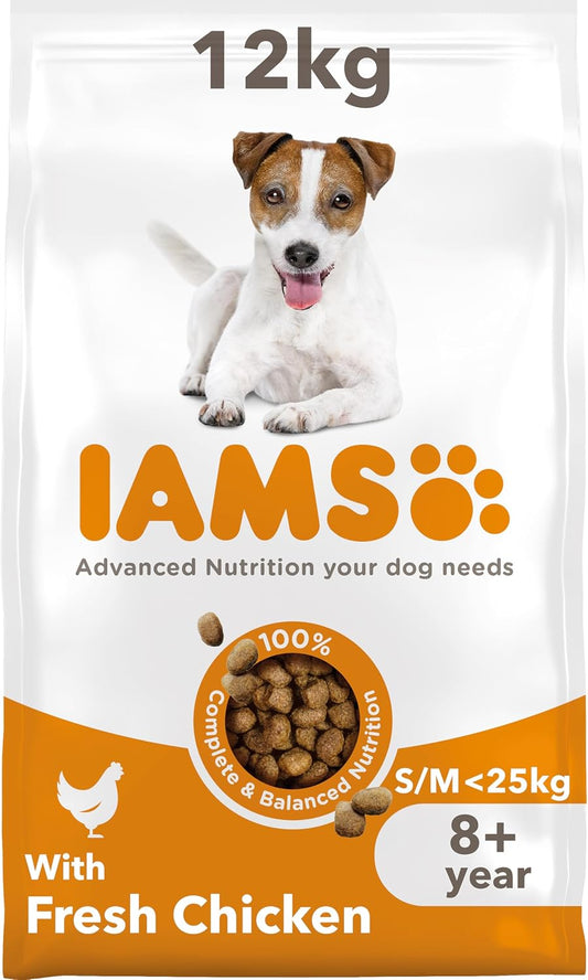IAMS Senior Small & Medium Complete Dry Dog Food Chicken – 12KG