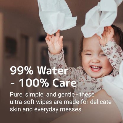 Bambo Nature Aqua Wet Wipes – 12 Packs | 624 Wipes | 99% Water | Sensitive & Newborn Skin