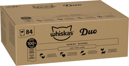 WHISKAS 1+ Adult Tasty Duo in Jelly – Surf & Turf 84 x 85g