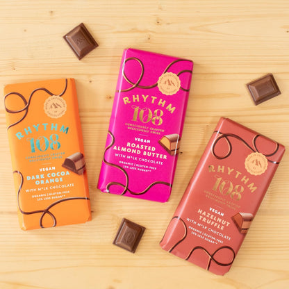Rhythm 108 Swiss M’lk & Hazelnut Truffle Chocolate – 100g, Pack of 9