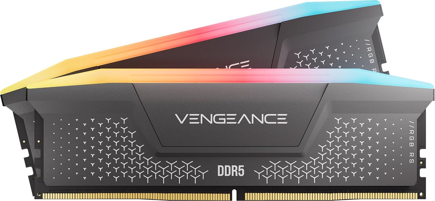Corsair Vengeance RGB RS 32GB (2x16GB) DDR5 6000MHz CL36 Intel XMP & AMD Expo Desktop Memory - Grey (CMG32GX5M2E6000Z36)