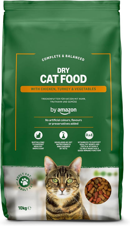 by Amazon Complete Dry Cat Food with Chicken, Turkey & Vegetables – 10KG