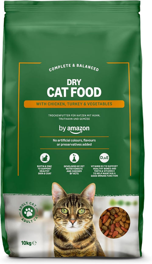 by Amazon Complete Dry Cat Food with Chicken, Turkey & Vegetables – 10KG