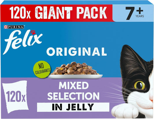 FELIX Original Senior 7+ Mixed Selection in Jelly Wet Cat Food – 120 x 85g