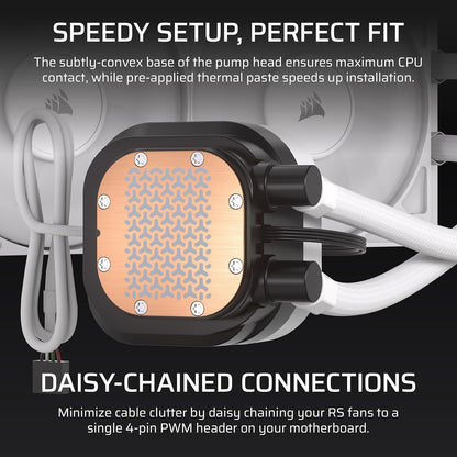 Corsair Nautilus 360 RS LCD White Liquid CPU Cooler - 360mm AIO Custom 2.1" IPS Screen (CW-9060100-WW)