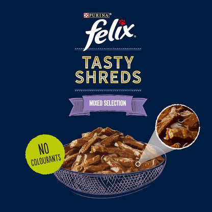 FELIX Tasty Shreds Mixed Selection in Gravy – 120 x 80g