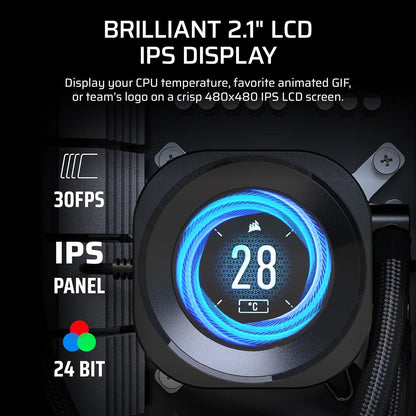 Corsair Nautilus 360 RS LCD Liquid CPU Cooler - 360mm AIO Custom 2.1" IPS Screen (CW-9060099-WW)