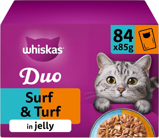 WHISKAS 1+ Adult Tasty Duo in Jelly – Surf & Turf 84 x 85g