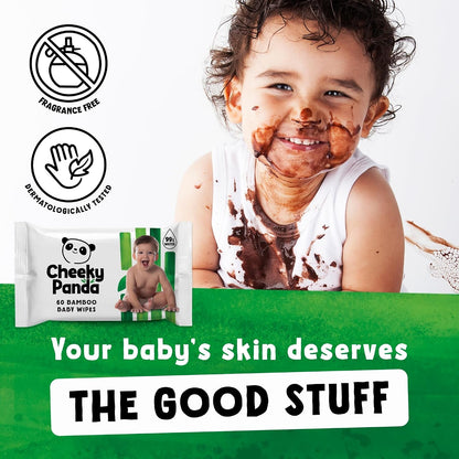 The Cheeky Panda Bamboo Biodegradable Baby Wipes Multipack – 99% Purified Water, Aloe Vera, Sensitive Skin, Fragrance Free, 720 Wipes
