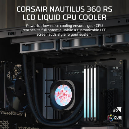 Corsair Nautilus 360 RS LCD Liquid CPU Cooler - 360mm AIO Custom 2.1" IPS Screen (CW-9060099-WW)