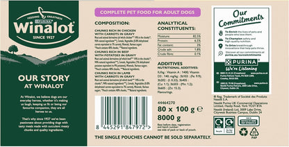 WINALOT Meaty Chunks Mixed in Gravy Wet Dog Food – 80 x 100g